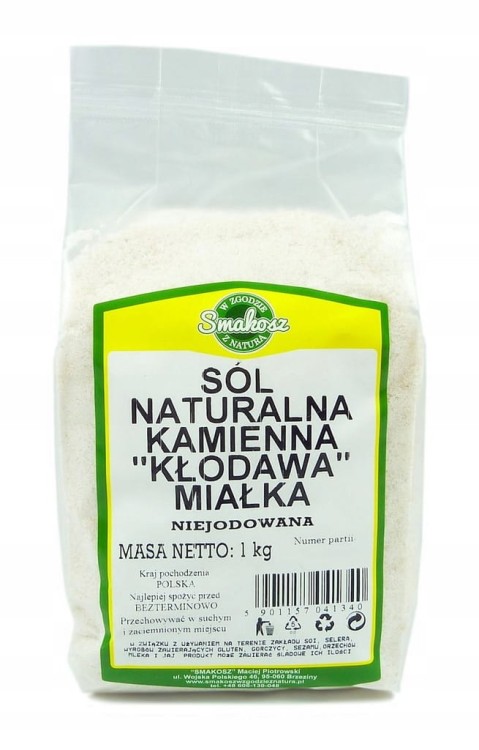 Naturalna sól kamienna Kłodawa miałka różowa, niejodowana Smakosz 1100 g