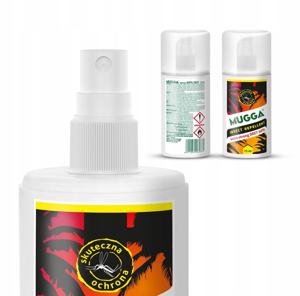 Oryginalny Mugga spray 50% DEET 75 ml na KOMARY, KLESZCZE