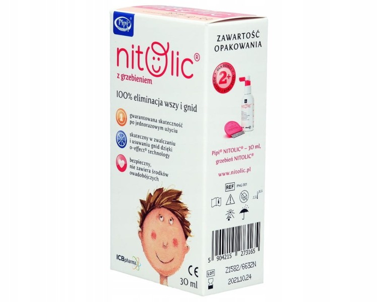 Preparat przeciw wszawicy z grzebieniem ICB Pharma Pipi Nitolic 30 ml