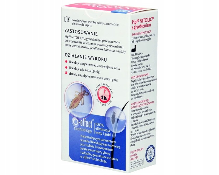 Preparat przeciw wszawicy z grzebieniem ICB Pharma Pipi Nitolic 30 ml