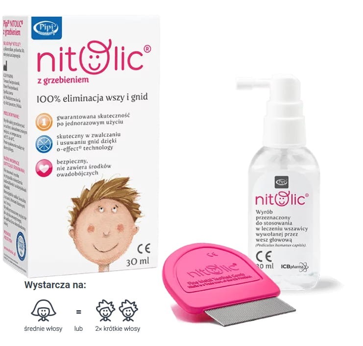 Preparat przeciw wszawicy z grzebieniem ICB Pharma Pipi Nitolic 30 ml