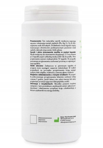 ZeolithMED 200kaps Wyrób Medyczny Proszek Detoksykujący Zeolit Klino Detox