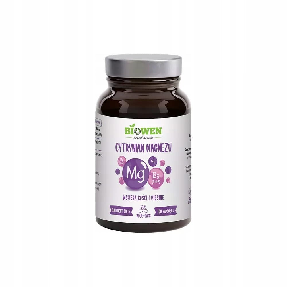 Cytrynian magnezu 825 mg z witaminą B6 Biowen 100kaps suplement diety