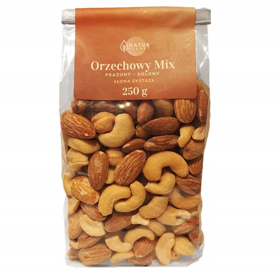 ORZECHOWY MIX PRAŻONY-SOLONY NERKOWCE I MIGDAŁY 250G NATUR PLANET