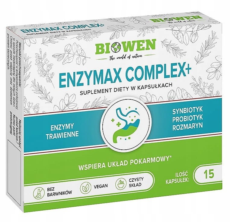Enzymax Complex Biowen Enzymy trawienne 15 kaps Wsparcie trawienia Blister
