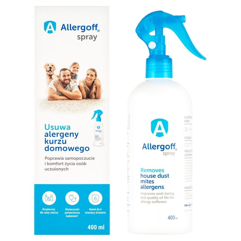 Allergoff spray neutralizator alergenów kurzu domowego 0,4l poduszki dywany