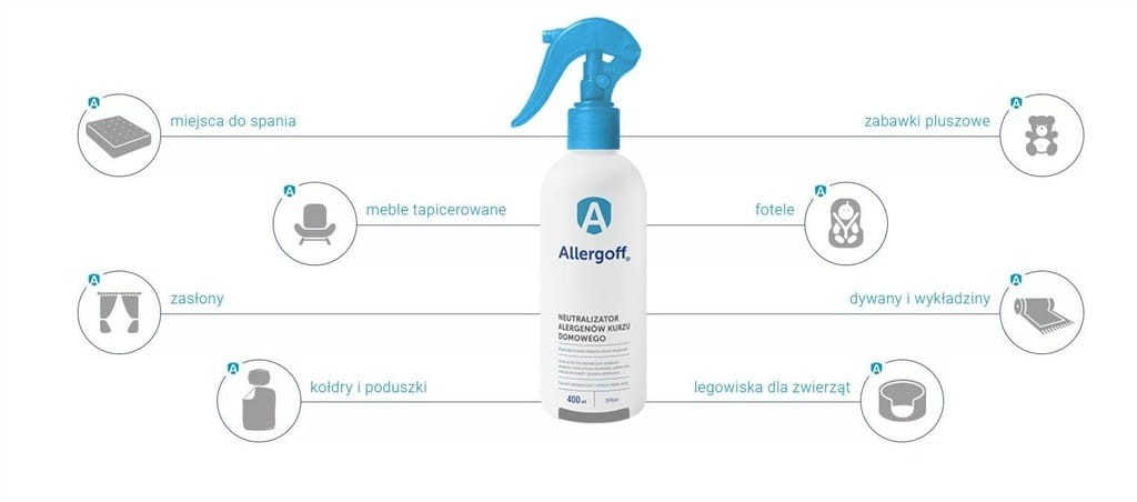 Allergoff spray neutralizator alergenów kurzu domowego 0,4l poduszki dywany