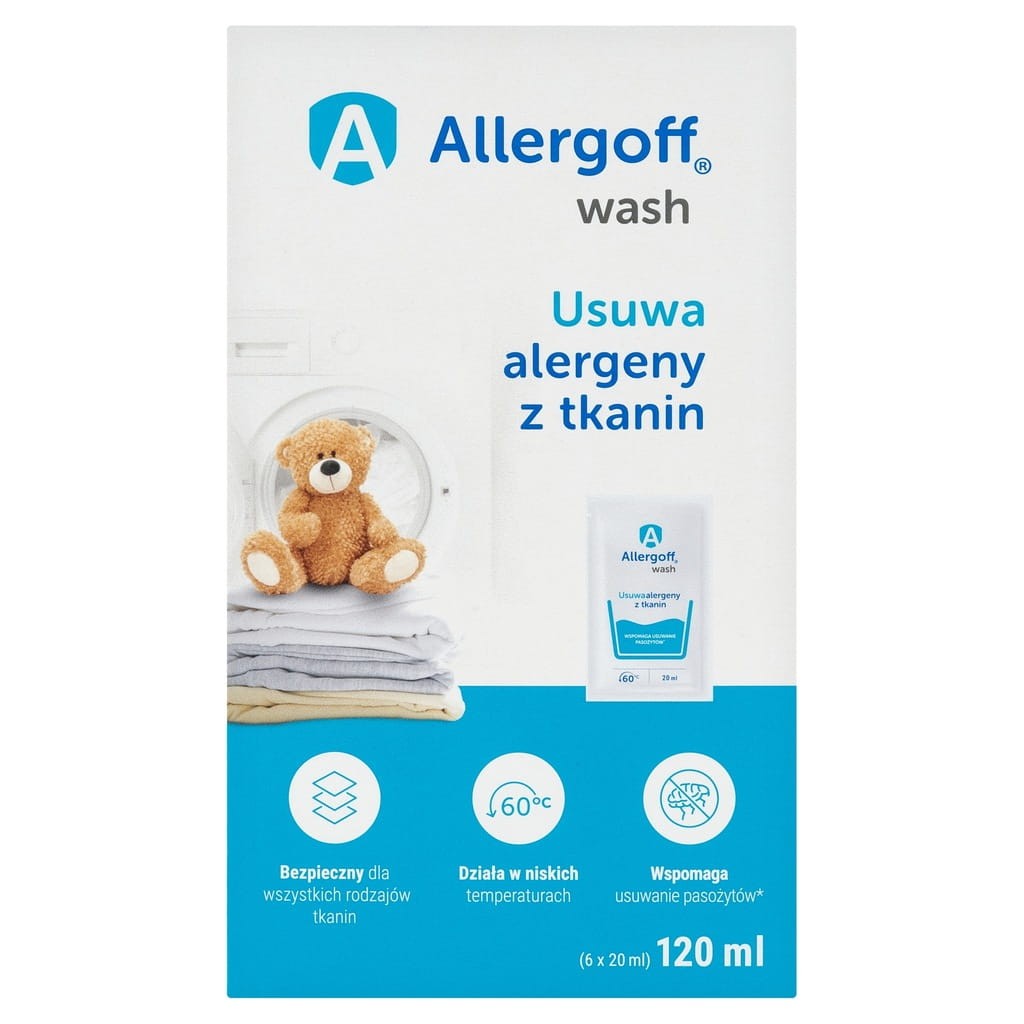 Allergoff Wash Płyn do prania neutralizujący alergeny pchły wszy 6x20 ml